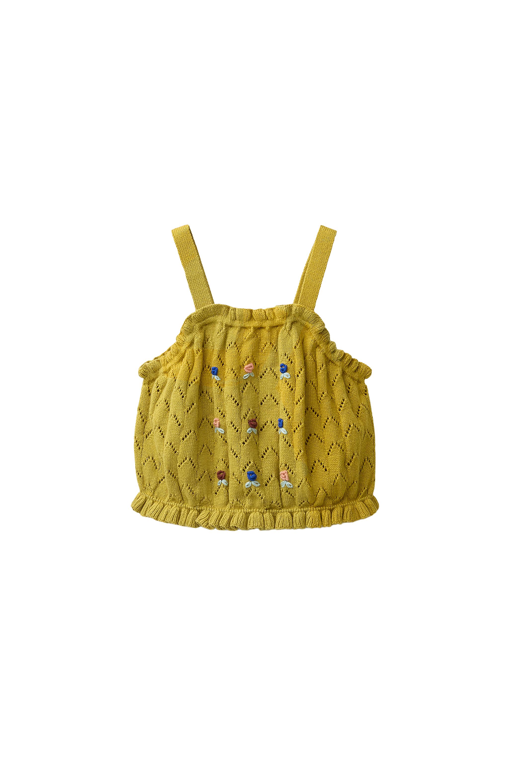 COTTON LINEN EMBROIDERED KNIT TOP